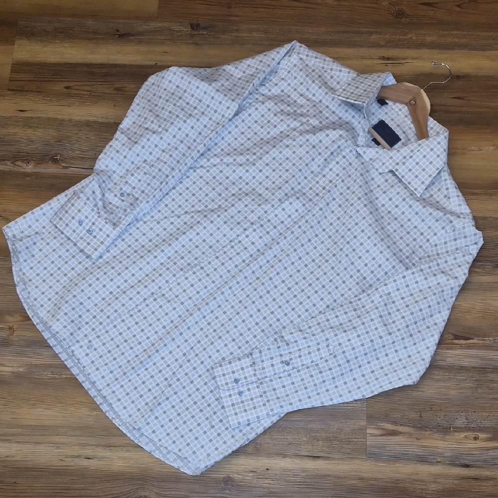 David Donahue Light Blue Plaid Shirt